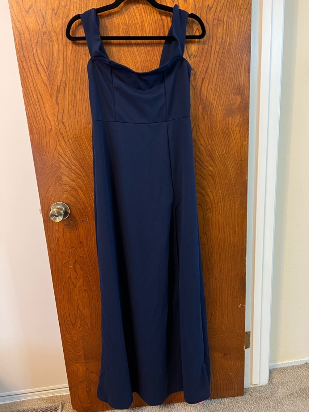 SHEIN Navy One-Shoulder Floor-Length Evening Gown with Thigh Slit - Picture 5 of 6